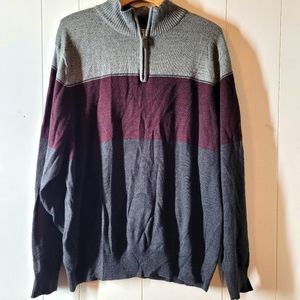 Dockers men pullover sweater burgundy and grey colorblock patterns size XXL